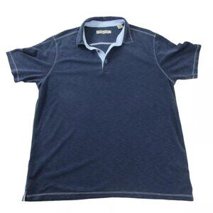 Tommy Bahama Polo Shirt Mens XL Navy Golf Performance Short Sleeve Slit Collared